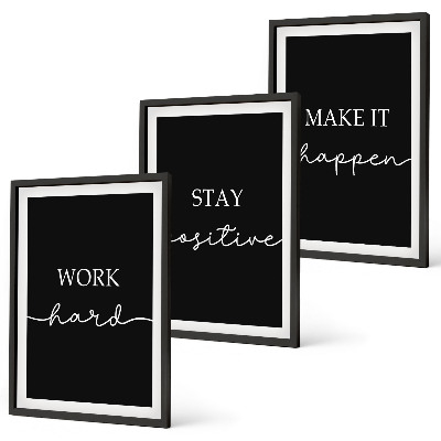 Three-piece wall art piece Elegant motifs on black