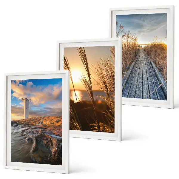Lighthouse grass jetty wall art set of 3 framed pieces