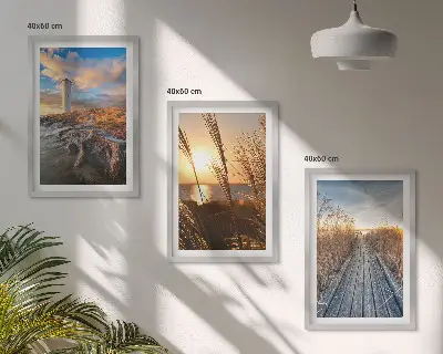 Lighthouse grass jetty wall art set of 3 framed pieces
