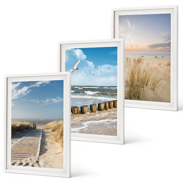 Wall art set Beach, sand, waves, sky, birds