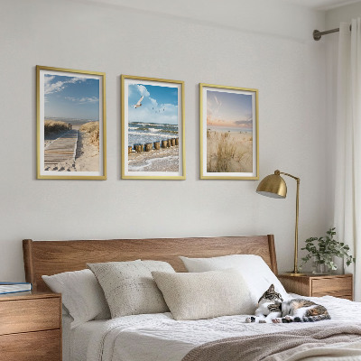Wall art set Beach, sand, waves, sky, birds