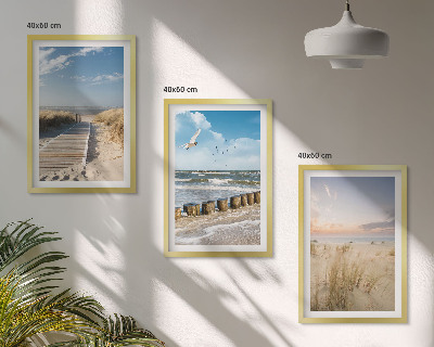 Wall art set Beach, sand, waves, sky, birds