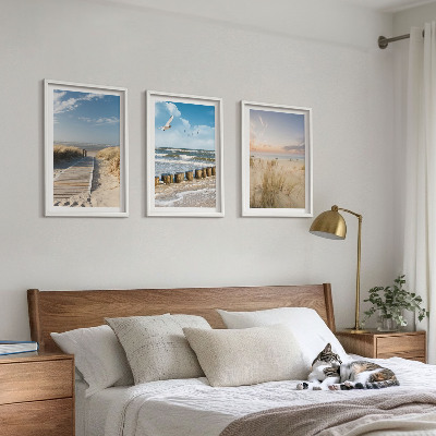 Wall art set Beach, sand, waves, sky, birds