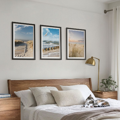 Wall art set Beach, sand, waves, sky, birds