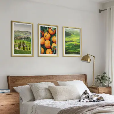 Wall art set Italy countryside landscape with oranges