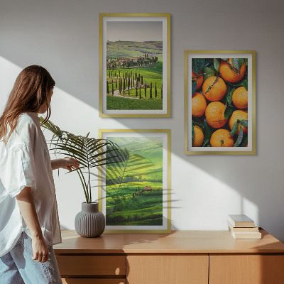 Wall art set Italy countryside landscape oranges