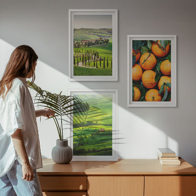 Wall art set Italy countryside landscape oranges
