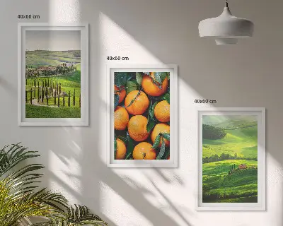 Wall art set Italy countryside landscape with oranges
