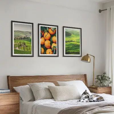 Wall art set Italy countryside landscape with oranges