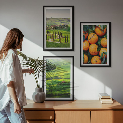 Wall art set Italy countryside landscape oranges