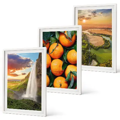 Orange Mountain Waterfall wall art three-piece set