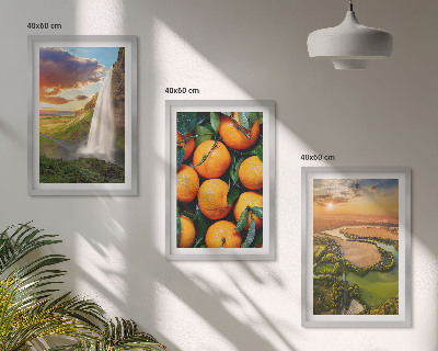 Three-piece wall art piece Orange Mountain Waterfall