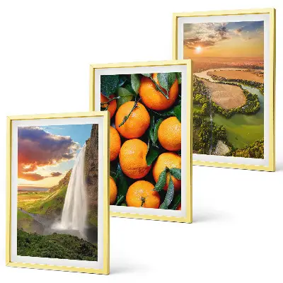 Orange Mountain Waterfall wall art three-piece set