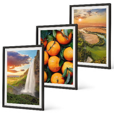 Three-piece wall art piece Orange Mountain Waterfall