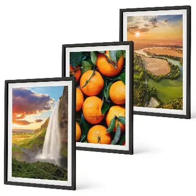 Orange Mountain Waterfall wall art three-piece set