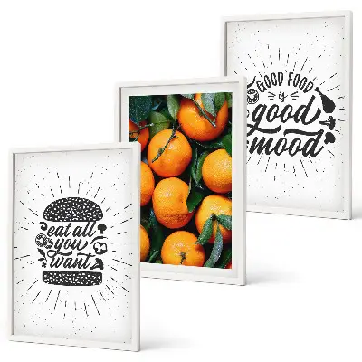 Juicy Oranges wall art set of 3 framed pieces for the kitchen