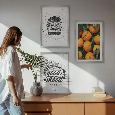 Juicy Oranges wall art set of 3 framed pieces for the kitchen