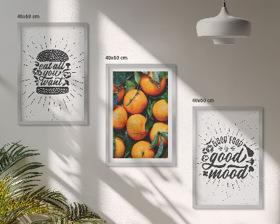 Set of 3 framed wall art pieces Juicy Oranges Kitchen
