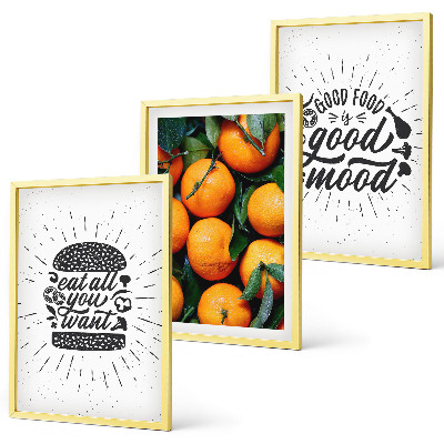 Set of 3 framed wall art pieces Juicy Oranges Kitchen