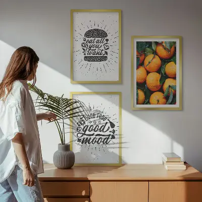 Juicy Oranges wall art set of 3 framed pieces for the kitchen