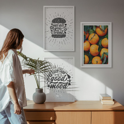 Set of 3 framed wall art pieces Juicy Oranges Kitchen