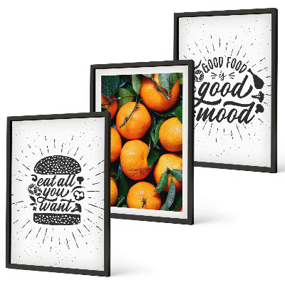 Set of 3 framed wall art pieces Juicy Oranges Kitchen