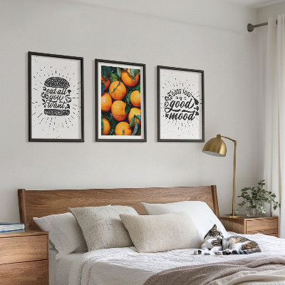 Set of 3 framed wall art pieces Juicy Oranges Kitchen