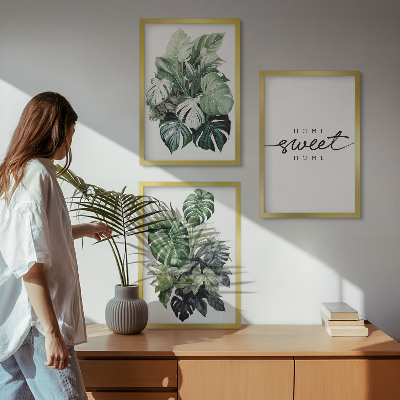 Wall art set Plants with the words Sweet Home