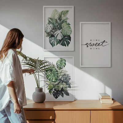 Wall art set Plants with the words Sweet Home
