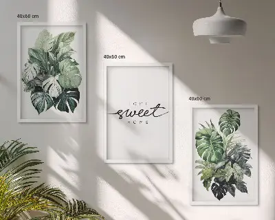 Sweet Home plants wall art set decorative botanical typography wall art set