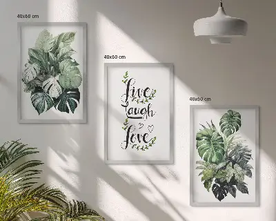 Leafy plants live laugh love wall art three-piece set
