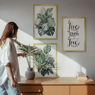 Leafy plants live laugh love wall art three-piece set