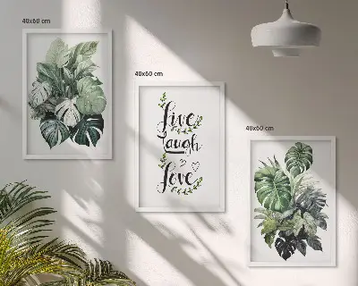 Leafy plants live laugh love wall art three-piece set