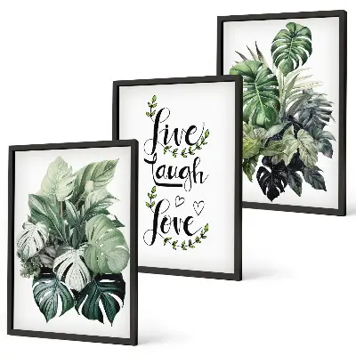 Leafy plants live laugh love wall art three-piece set