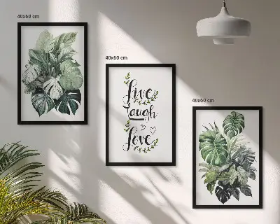 Leafy plants live laugh love wall art three-piece set