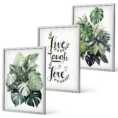 Leafy plants live laugh love wall art three-piece set
