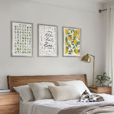Wall art set Painted lemon kitchen herbs