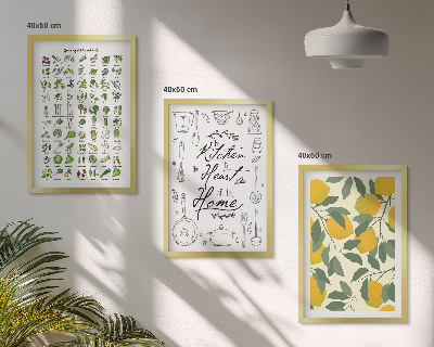Wall art set Painted lemon kitchen herbs
