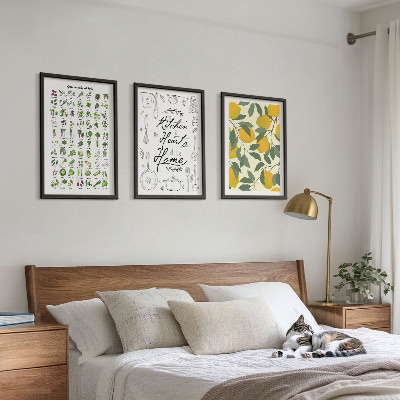 Wall art set Painted lemon kitchen herbs
