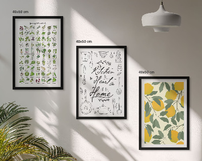 Wall art set Painted lemon kitchen herbs