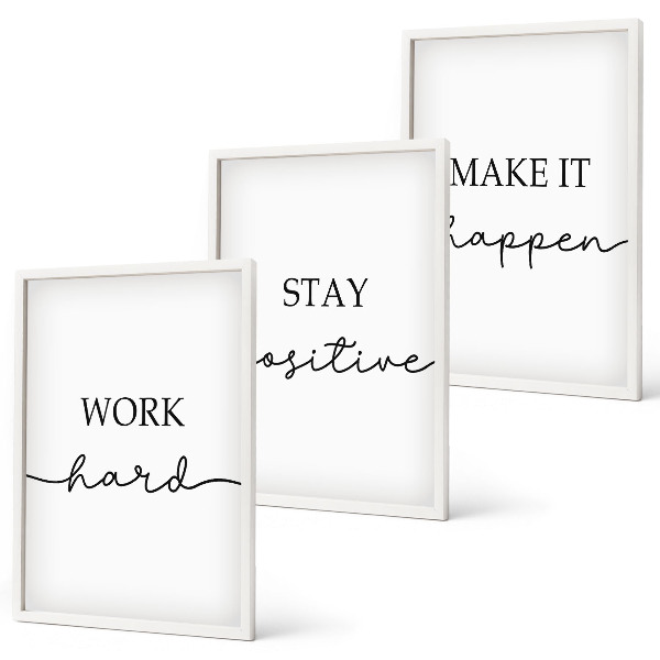 Three-piece wall art piece Minimalist motivational inscriptions