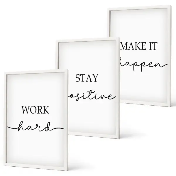 Three-piece minimalist motivational wall art set of inspirational inscriptions