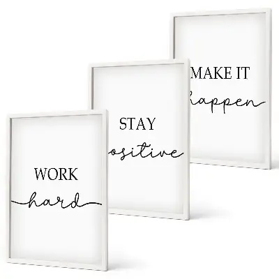 Three-piece minimalist motivational wall art set of inspirational inscriptions