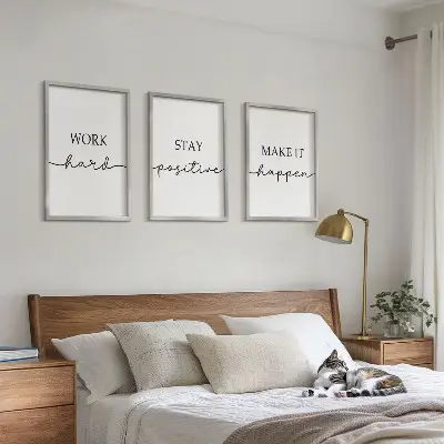 Three-piece minimalist motivational wall art set of inspirational inscriptions