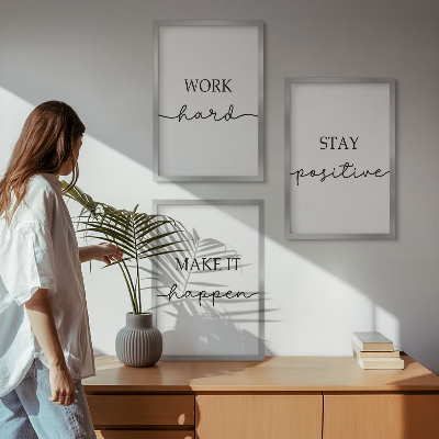 Three-piece wall art piece Minimalist motivational inscriptions