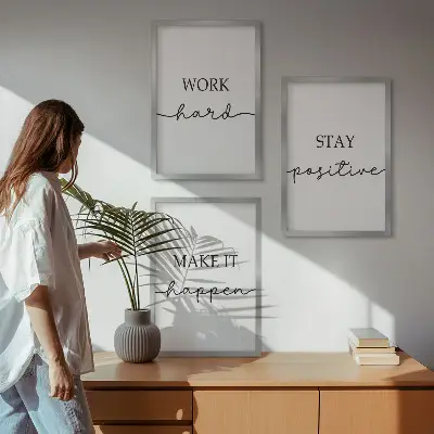 Three-piece minimalist motivational wall art set of inspirational inscriptions