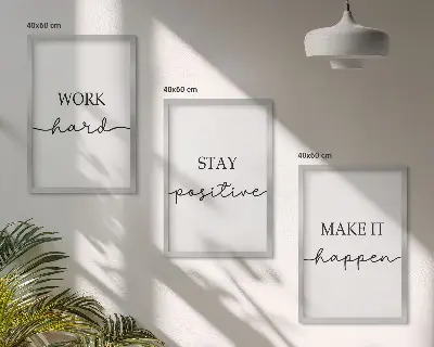 Three-piece minimalist motivational wall art set of inspirational inscriptions