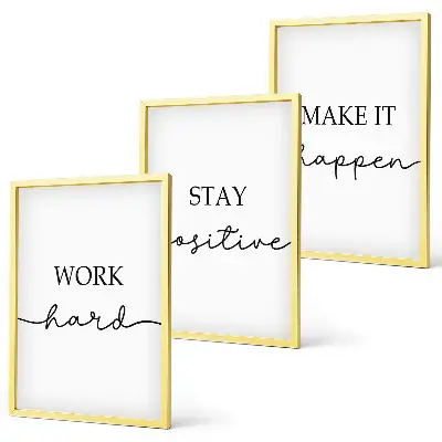 Three-piece minimalist motivational wall art set of inspirational inscriptions
