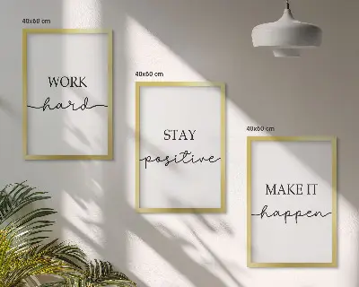Three-piece minimalist motivational wall art set of inspirational inscriptions