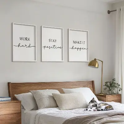 Three-piece minimalist motivational wall art set of inspirational inscriptions